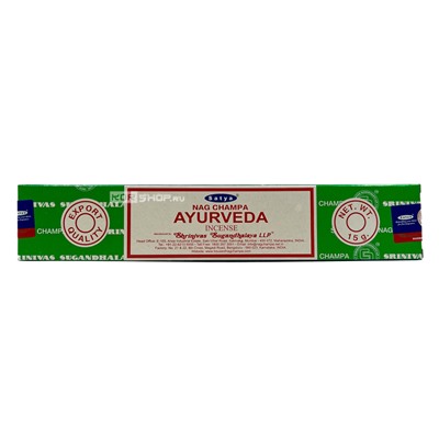 Ароматические палочки (благовония) «Аюрведа» Ayurveda Satya, Индия, 15 г