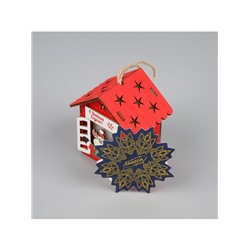 Ёлочная игрушка «Дом с оленем», 8.7×4.6 см, 1 LED, от батареек, свечение тёплое белое