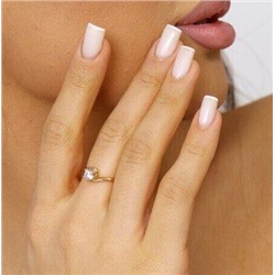 Кольцо фигурное с изгибом коллекция "Xuping" покрытие позолота,вставка: камень белый прозрачный, р-р.19, арт. 001.287-19