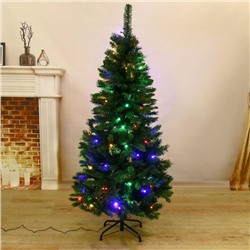 Ёлка светодиодная «Эксклюзив цветные огоньки» 140 см, диаметр нижнего яруса 70 см, 380 ПВХ веток, 9 режимов, свечение мульти