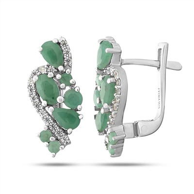 Серьги, изумруд берилл, Мари