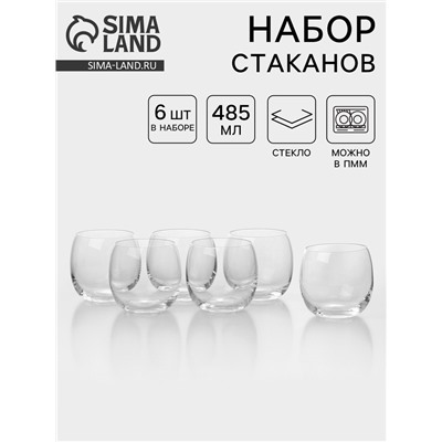 Набор стаканов «Баблс», 485 мл, 6 шт., стекло, прозрачный