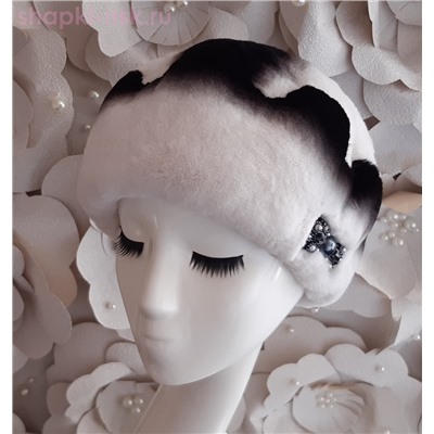 Волна бантик-бисер кролик Берет женский (56-58)