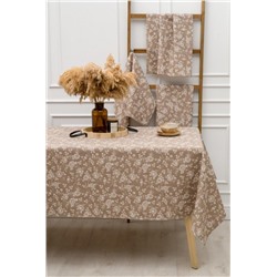 Скатерть Розы на льне (Коричневый)