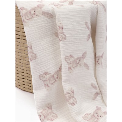 Покрывало Крошка Я «Зайка» 100×130 см, муслин, 4 слоя, хлопок 100%