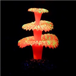 Декор для аквариума «Коралл на платформе» силиконовый, 5×5×8 см, розовый