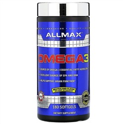 ALLMAX Nutrition, рыбий жир с омега-3 кислотами, сверхчистый рыбий жир из холодноводной рыбы, 180 мягких желатиновых капсул