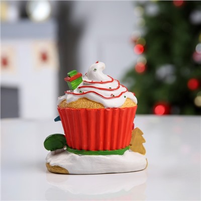 Светодиодная фигура «Домик из сладостей» 13×12×9 см, полистоун, от батареек AG3×3, свечение тёплое белое