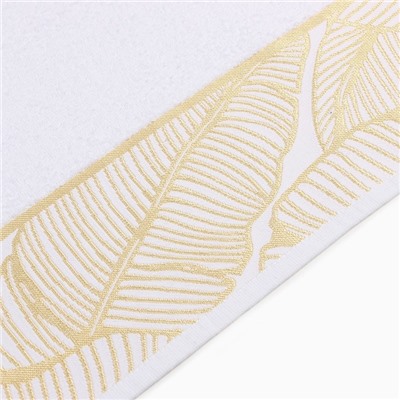 Полотенце махровое Love Life Leaves, 50×90 см, хлопок 100%, белое