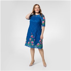 Платье, трикотаж, васильковый