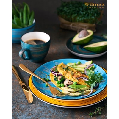 Тарелка фарфоровая десертная Wilmax Scratch, d=17.5 см, цвет голубой