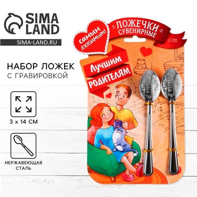 Ложки с гравировкой, набор «Лучшим родителям», 15.5×25.5 см, 2 шт.