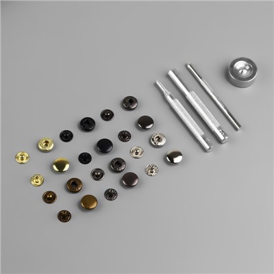 Кнопки установочные, Альфа (S-образные), d=12.5 мм, 120 шт., с установщиком, в органайзере, разноцветные