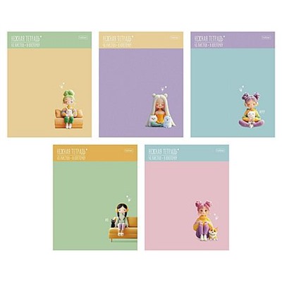 Тетрадь  48л клетка "Уютные моменты" 5 диз., выб.лак. (095190) Хатбер