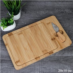 Доска разделочная и нож для сыра 18x30x1.5 см АКЦИЯ / KF-S9 /уп 36/ бамбук
