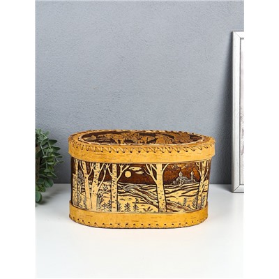 Хлебница-батонница с крышкой «Сказка», 26×17×15 см, береста