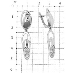 Серьги из серебра с фианитами родированные 925 пробы С-3527-Р
