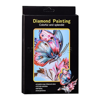 Мозаика алмазная "Бабочка на цветке" 15*20см