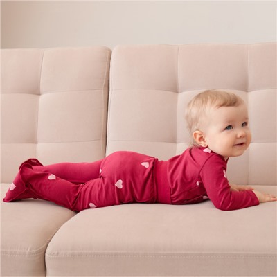 Ползунки детские MINAKU: Сердца, рост 74-80 см, красные