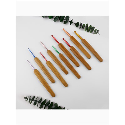 Набор крючков для вязания, с бамбуковыми ручками, d=2-6 мм, 13.5 см, 9 шт.