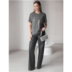 Нарядная футболка с принтом фольгой из премиального хлопка с эластаном