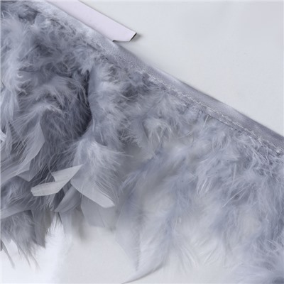 Перья индюка декоративные, на ленте, 13-17 см, 5±0.5 м, светло-серые