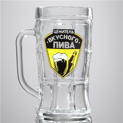 Кружка стеклянная пивная «Ценитель пива», 500 мл