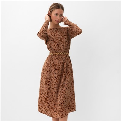 Платье миди женское MINAKU: Silk pleasure, шоколадное, размер 46