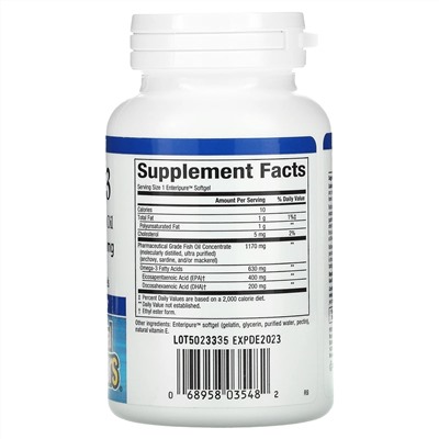 Natural Factors, RxOmega-3, 630 mg, 60 Enteripure Softgels