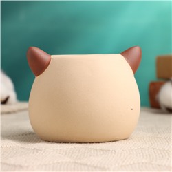 Фигурное кашпо для цветов «Добрый котик», 9×9×7 см, керамика, бежевое