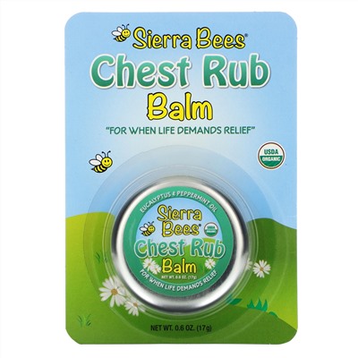 Sierra Bees, Бальзам для втирания в грудь, эвкалипт и перечная мята, 17 г (0,6 унции)