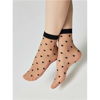 Полиамидные CONTE FANTASY Тонкие носки с рисунком "сердечки"