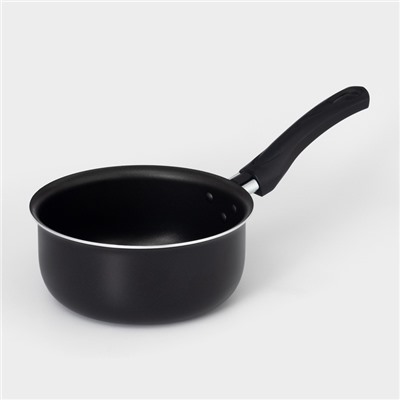 Ковш Consul d=16 см, 1,2 л, стеклянная крышка, пластиковая ручка, антипригарное покрытие, цвет чёрный