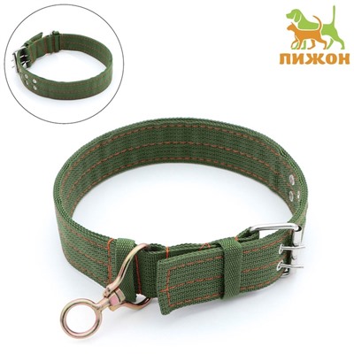 Ошейник, 80×4.9 см, ОШ 64-74 см, четырёхслойный, с вертлюгом, полиэстер, зелёный