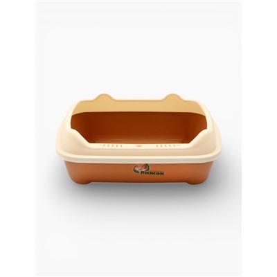 Туалет, 36×28×14 см, с боковым входом, бортами и совком, коричневый