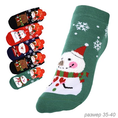 Носки женские р. 35-40 новогодний короткие / L682 / ОДНА ПАРА