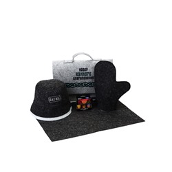 Набор для бани и сауны «Набор банного благополучия», 5 предметов: шапка, рукавица, масла, коврик, портфель