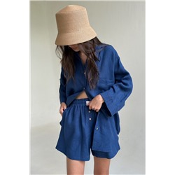 Костюм лён  SET019/29/Синий