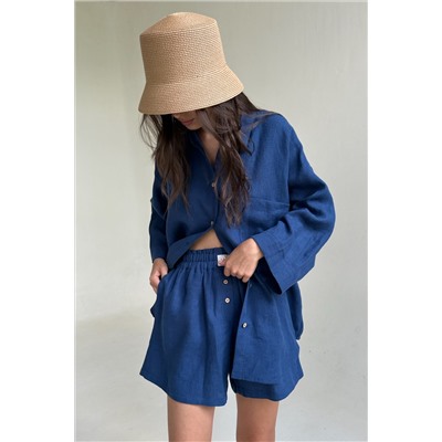 Костюм лён  SET019/29/Синий