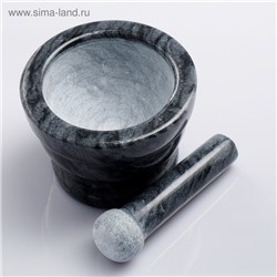 Ступка с пестиком, 130 мл, 10 см, мрамор, чёрная