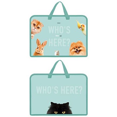 Папка для тетрадей пластиковая А4 на молнии с ручками 340х245х35 мм "Кто здесь?" (094463) 07105 Хатбер