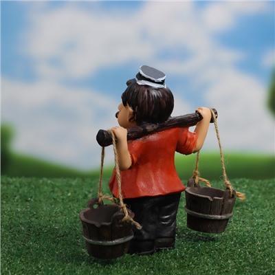 Садовая фигура из полистоуна «Дедушка с ведрами», 20×7×19 см, Greengo