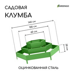 Клумба оцинкованная, 3 яруса, d=60–100–140 см, высота бортика 45 см, зелёная, Greengo