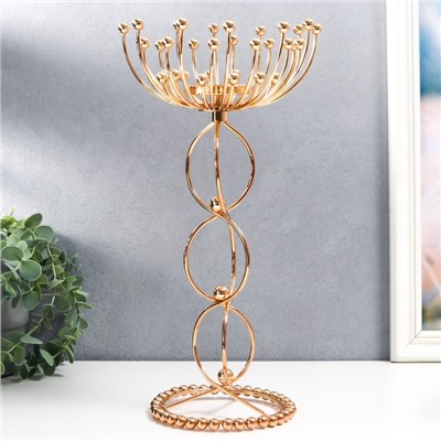 Подсвечник на 1 свечу «Временная петля с шариками», металл под золото, 35×13×13 см