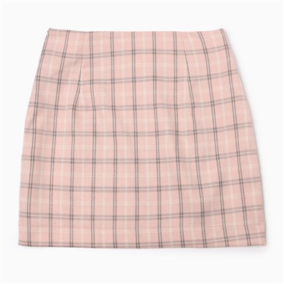 Юбка мини женская MINAKU: Casual Collection, клетка розовая, размер 46