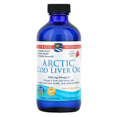 Nordic Naturals, Масло печени арктической трески со вкусом клубники, 237 мл (8 жидких унций)