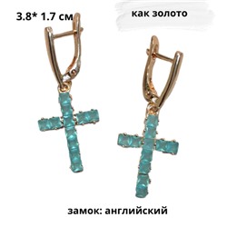 Серьги крестики позолоченные, коллекция Дубай, с квадратным камнем 37149, арт.847.515