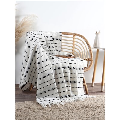 Плед с кисточками «Этель. Графический узор», 130×160 см, хлопок 100%