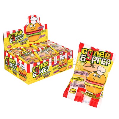 Маршмеллоу с жевательным мармеладом "Супер бургер" 15гр*24шт
