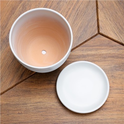 Горшок для цветов «Нежность», 1.4 л, d=15 см, h=13 см, керамика, с поддоном, белый